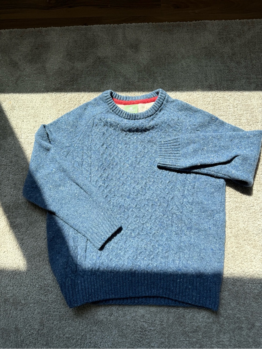 Women’s Crewneck Cable Knit Sweater in Heather Blue